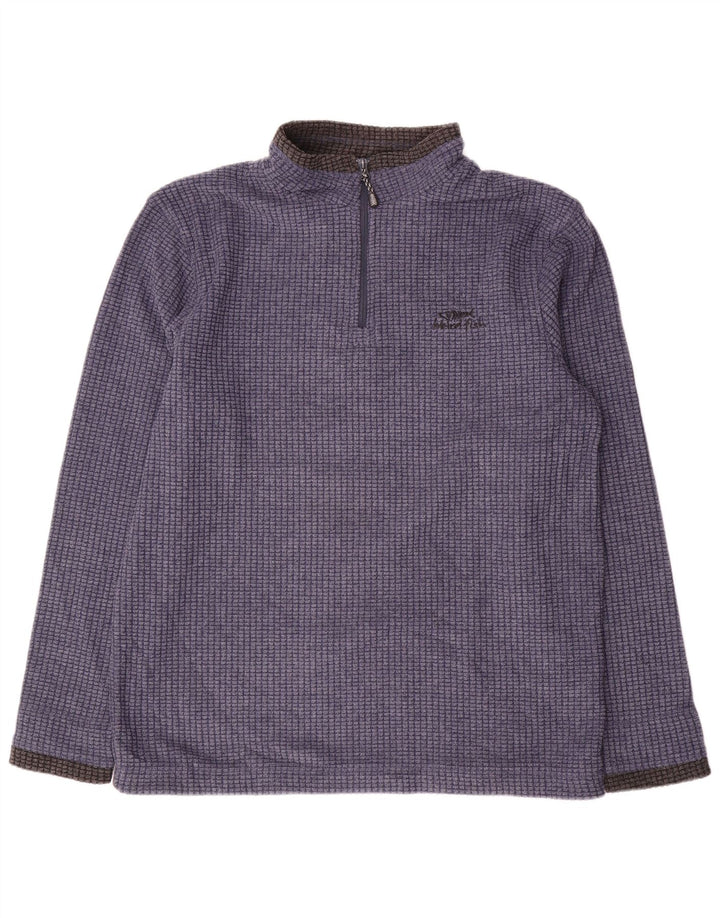 Weird Fish Herren-Fleecepullover mit Reißverschluss am Hals, großes blaues Farbblock-Polyester