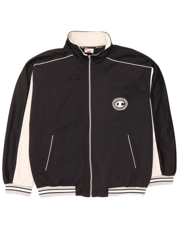 Champion Mens Graphic Tracksuit Top Jacket Large Black Colourblock
