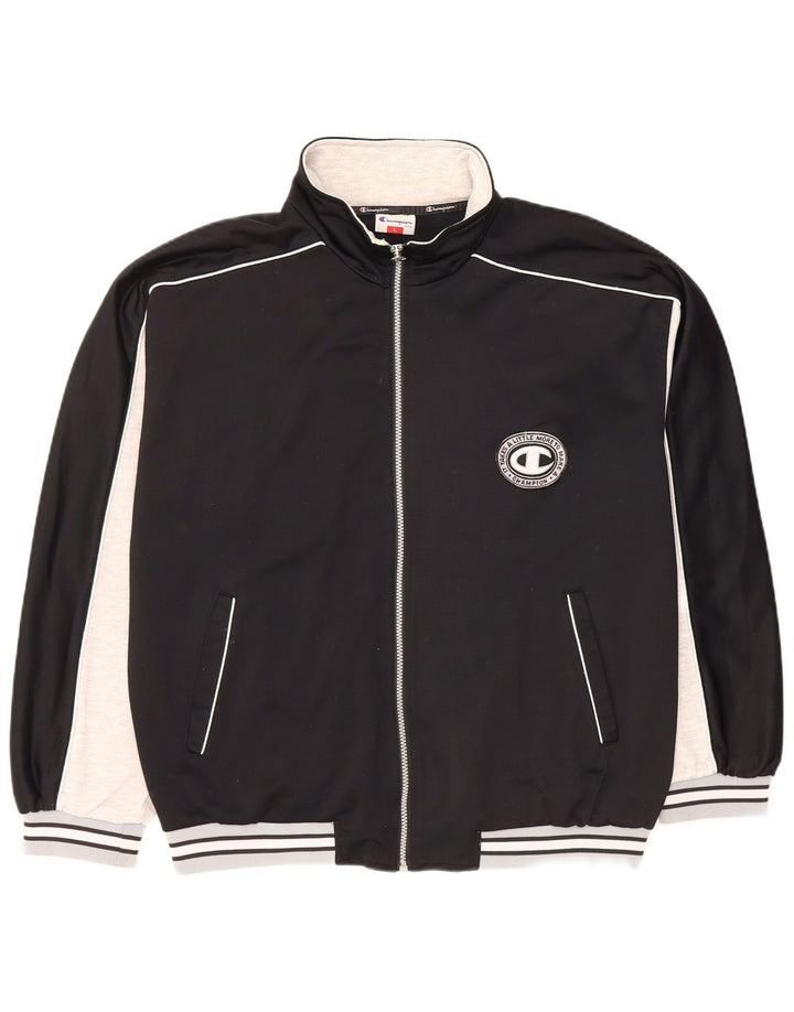 Champion Herren-Trainingsanzugoberteil mit Grafik, Größe L, Schwarz, Farbblock