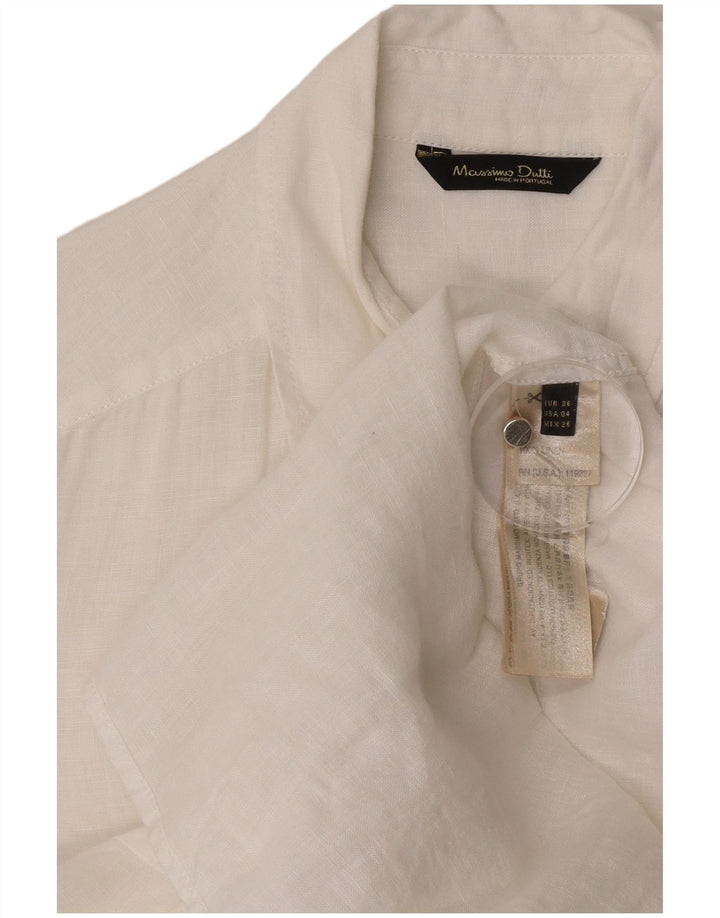 Massimo Dutti Damen Übergroßes Hemd EU 36 XS Weißes Leinen
