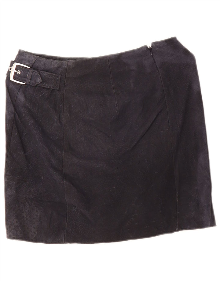 Mango Damen Wildleder-Minirock EU 34 XS W28 Marineblaues Leder