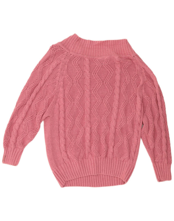 Vintage Damen Pullover mit U-Boot-Ausschnitt IT 52 2XL Pink Ramie