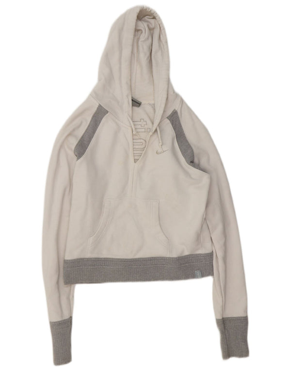 Nike Damen Crop Graphic Hoodie Pullover UK 10/12 Mittelweiß Farbblock