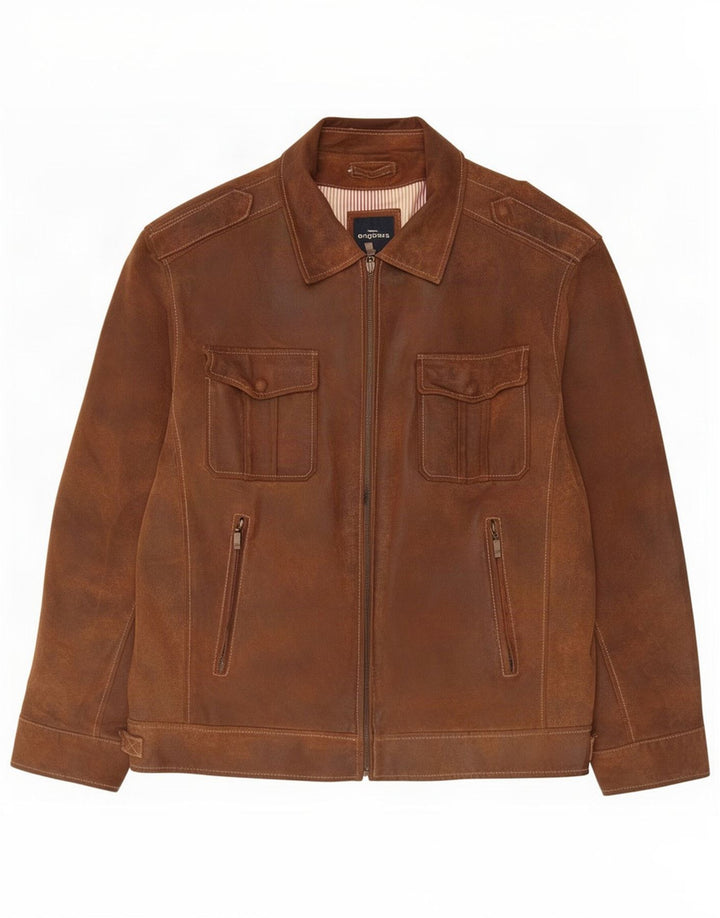 Engbers Herren Militärlederjacke IT 58 4XL Braun