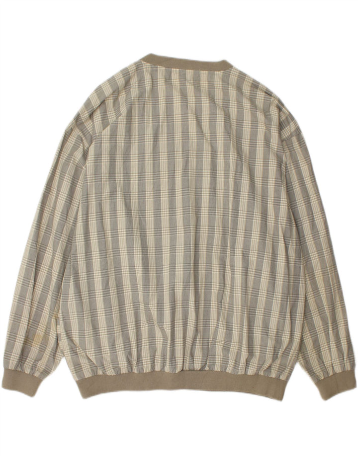 IZOD Mens Sweatshirt Jumper Large Beige Check Cotton Vintage Izod and Second-Hand Izod from Messina Hembry 