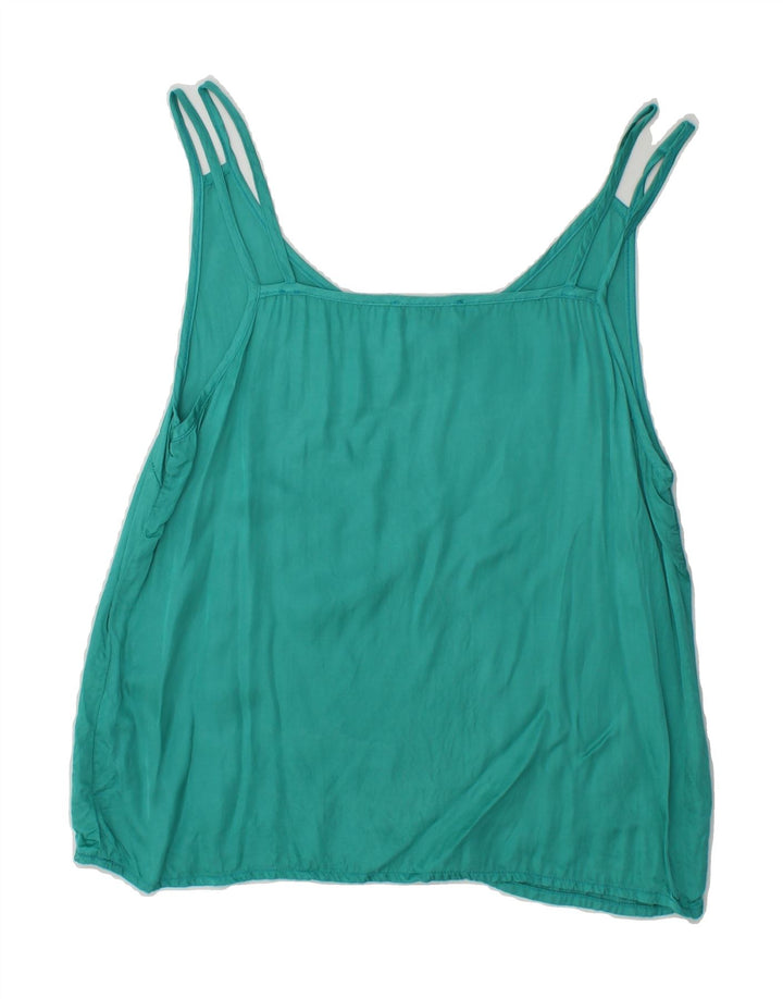 VINTAGE Womens Crop Cami Top UK 12 Medium Turquoise Viscose Vintage Vintage and Second-Hand Vintage from Messina Hembry 