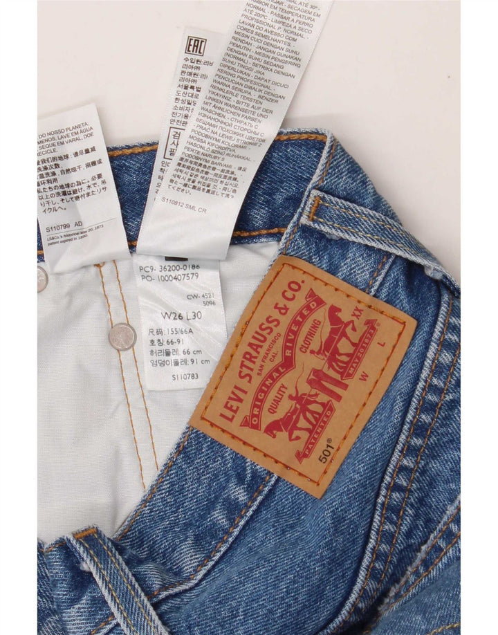 Levi's Damen 501 Straight Jeans W26 L30 Blaue Baumwolle