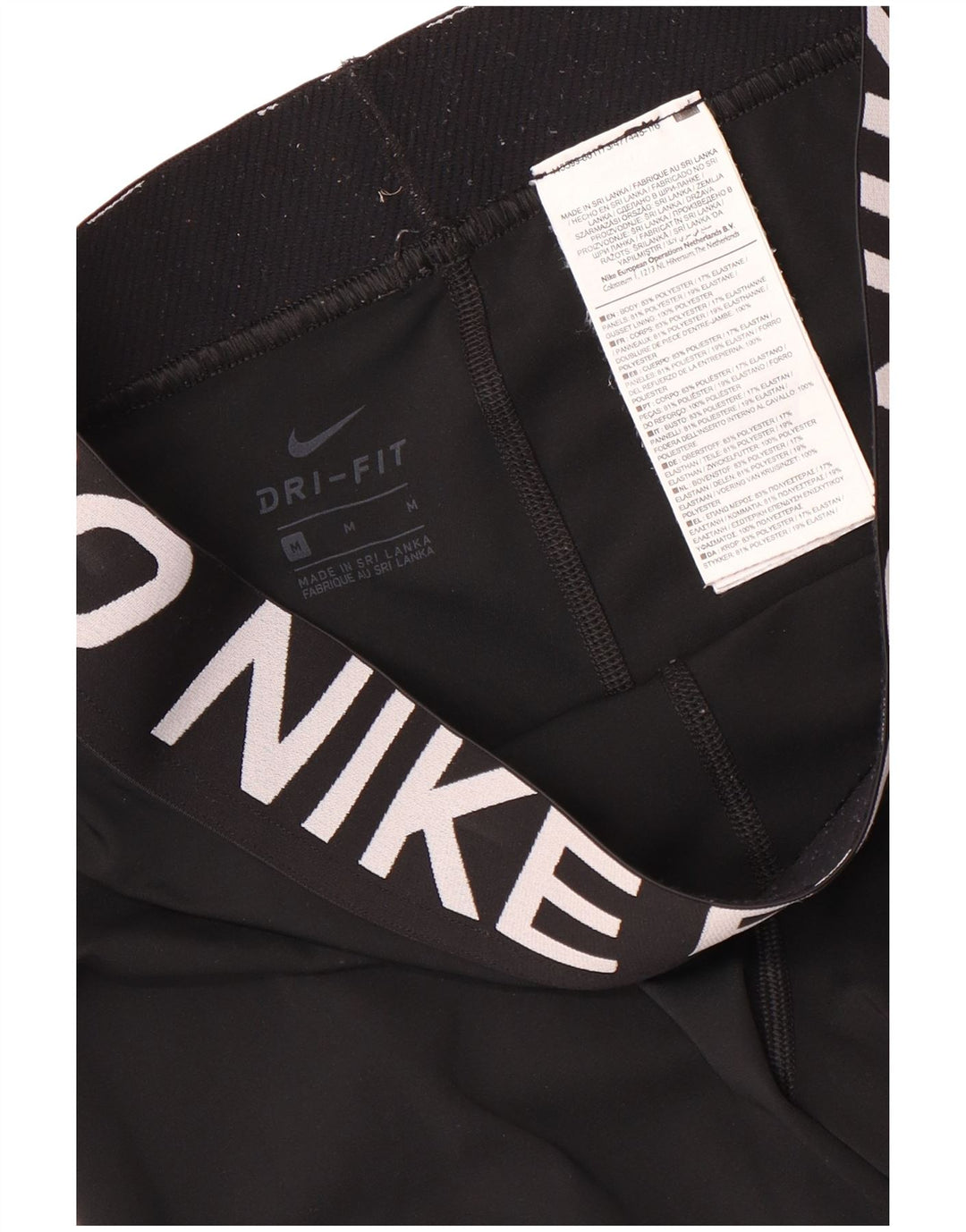 Nike Womens Dri Fit Graphic Capri Leggings UK 12 Mittelschwarzes Polyester