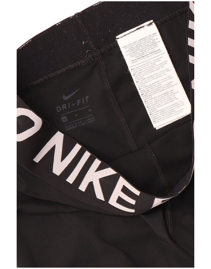 Nike Womens Dri Fit Graphic Capri Leggings UK 12 Mittelschwarzes Polyester