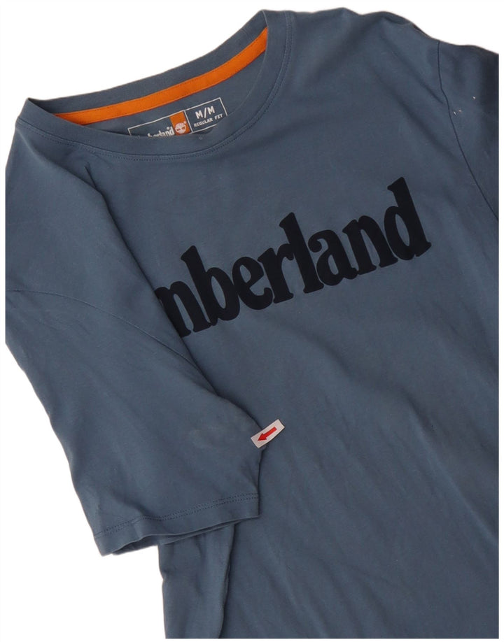 TIMBERLAND Herren-T-Shirt mit normaler Passform, mittelblauer Baumwolle, Grafik