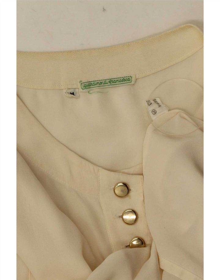 Vintage Damen Hemdbluse UK 14 Medium Off White Silk