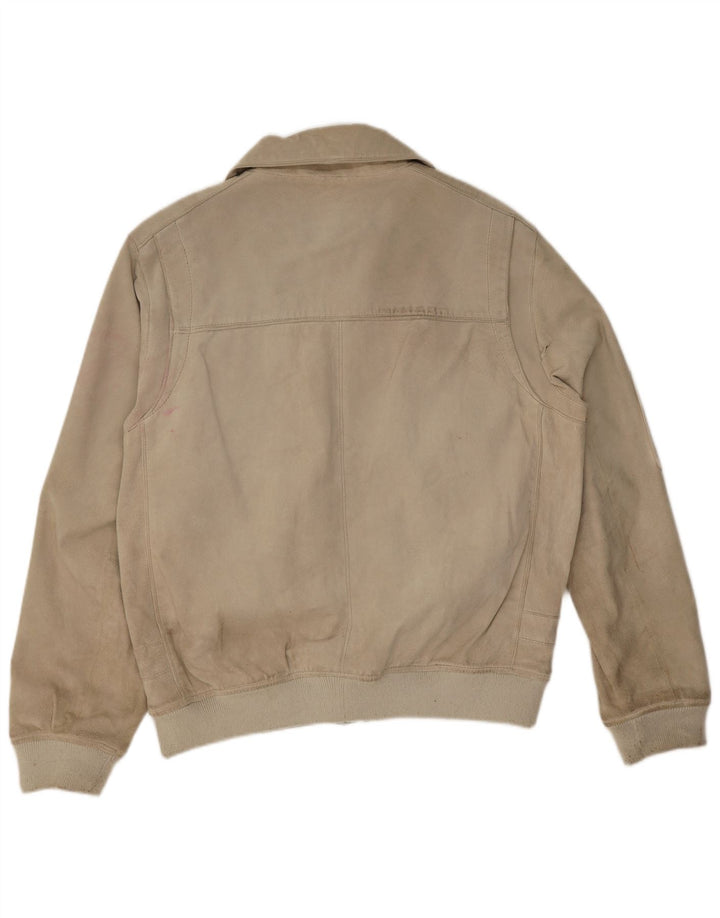 Heine Herren Wildleder Bomberjacke UK 44 2XL Beige Leder