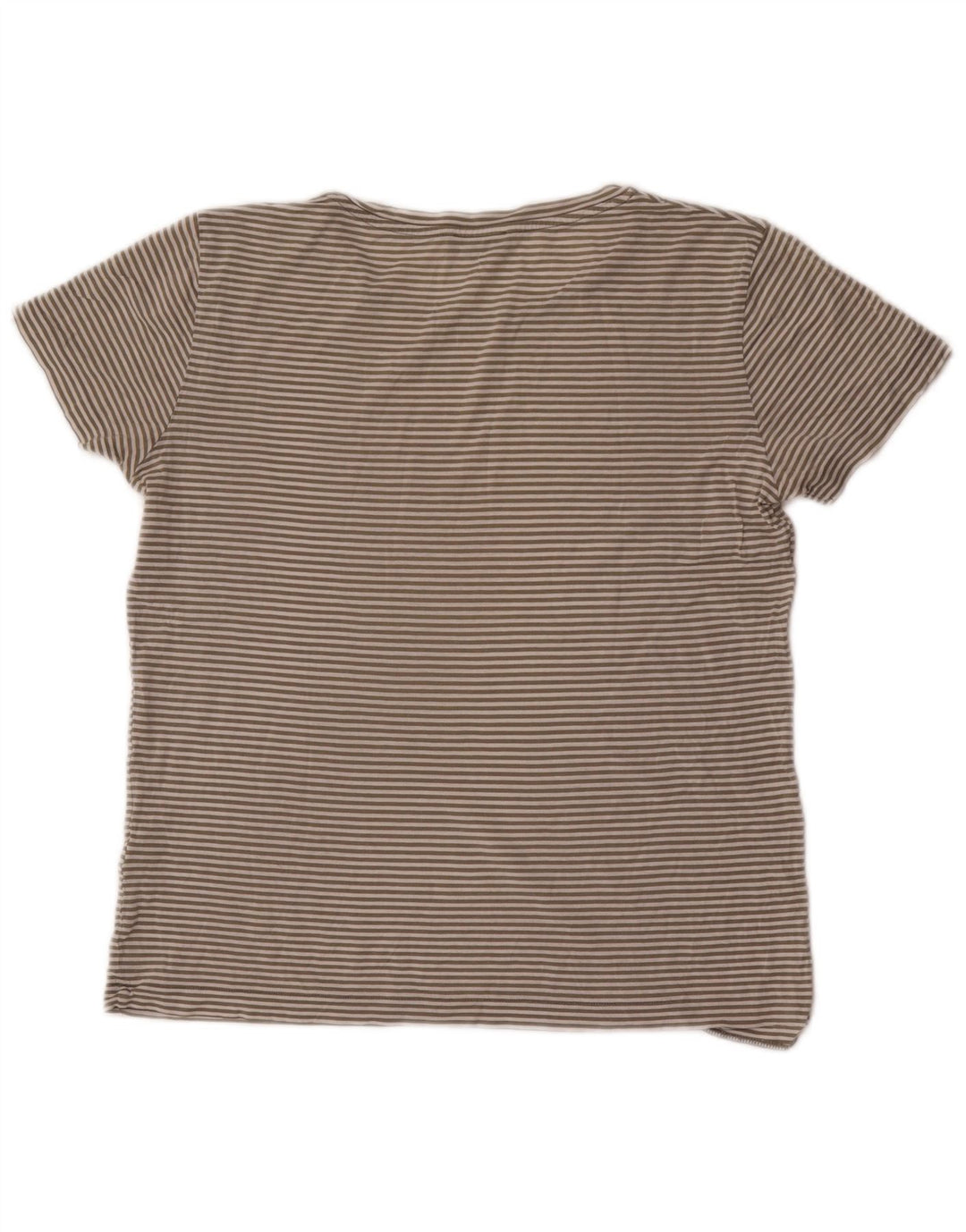 Cos Damen T-Shirt Top UK 14 Mittelgrau gestreift aus Baumwolle