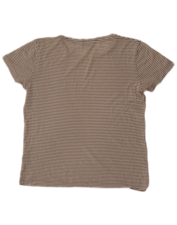 Cos Damen T-Shirt Top UK 14 Mittelgrau gestreift aus Baumwolle