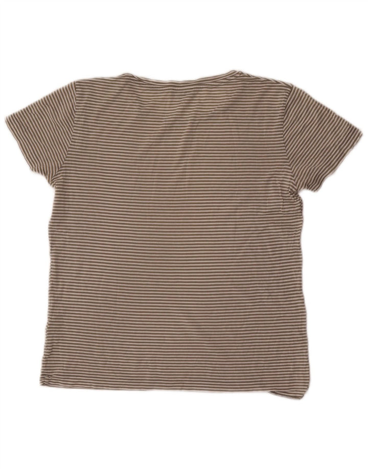 Cos Damen T-Shirt Top UK 14 Mittelgrau gestreift aus Baumwolle