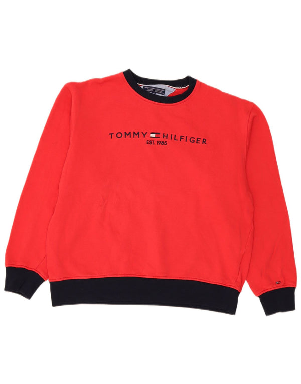 Tommy Hilfiger Damen Grafik-Sweatshirt-Pullover UK 18 XL Rote Baumwolle