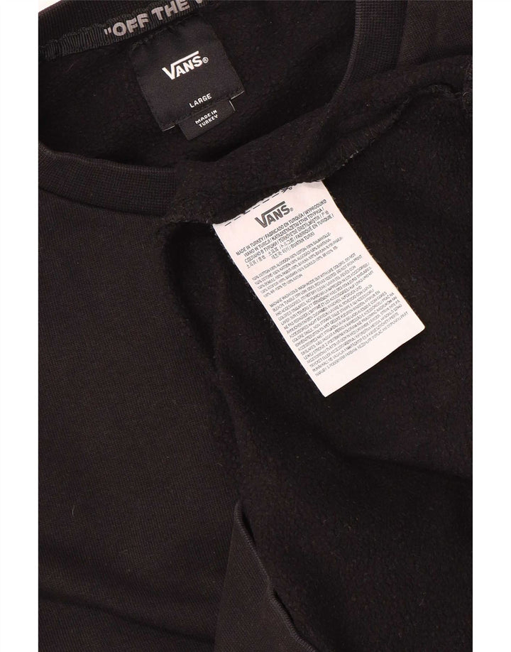 Vans Damen Grafik-Sweatshirt-Pullover UK 16 Große schwarze Baumwolle
