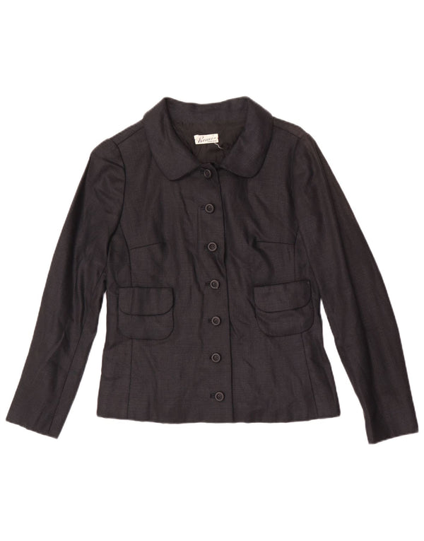 Vintage Damen 7-Knopf-Blazerjacke UK 8 Small Schwarz