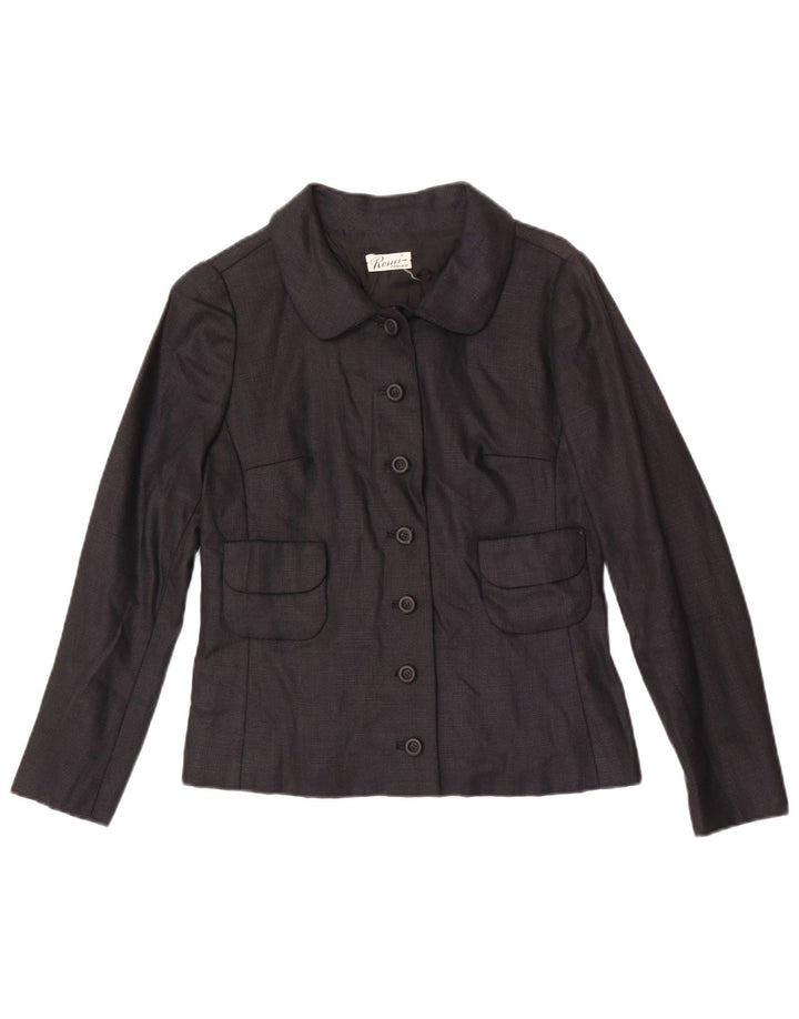 Vintage Damen 7-Knopf-Blazerjacke UK 8 Small Schwarz