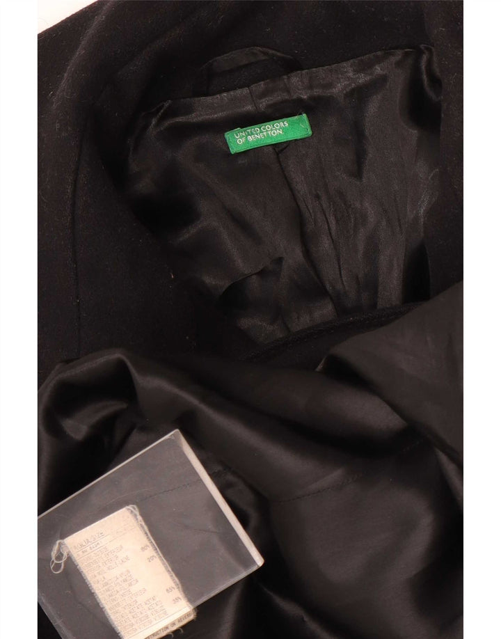 Benetton Damenmantel UK 14 Mittelschwarze Wolle