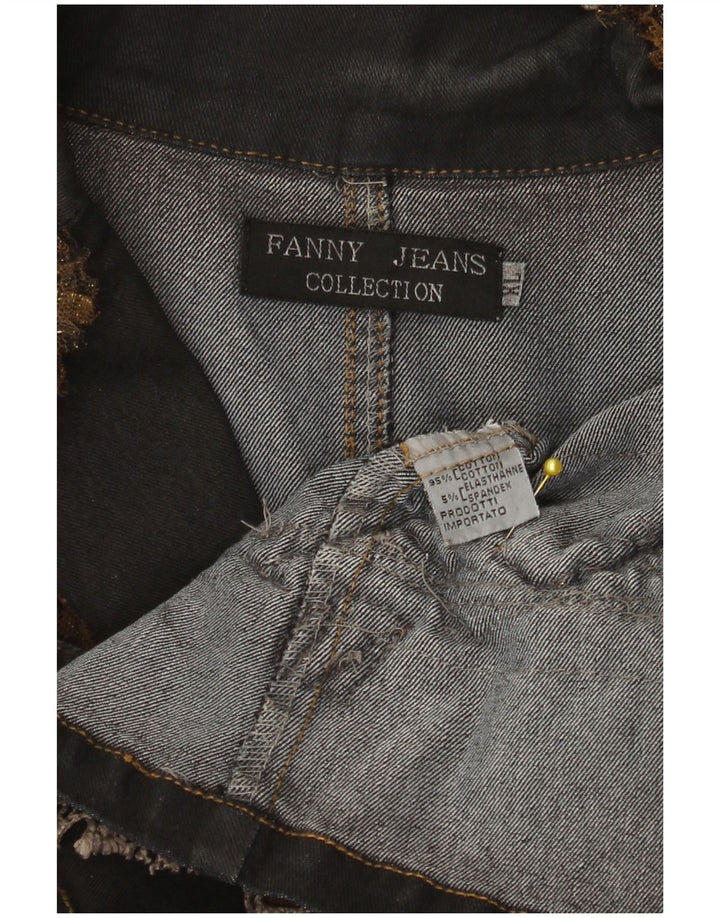 Vintage Damen 2-Knopf-Jeansblazerjacke UK 18 XL Schwarzer Farbblock