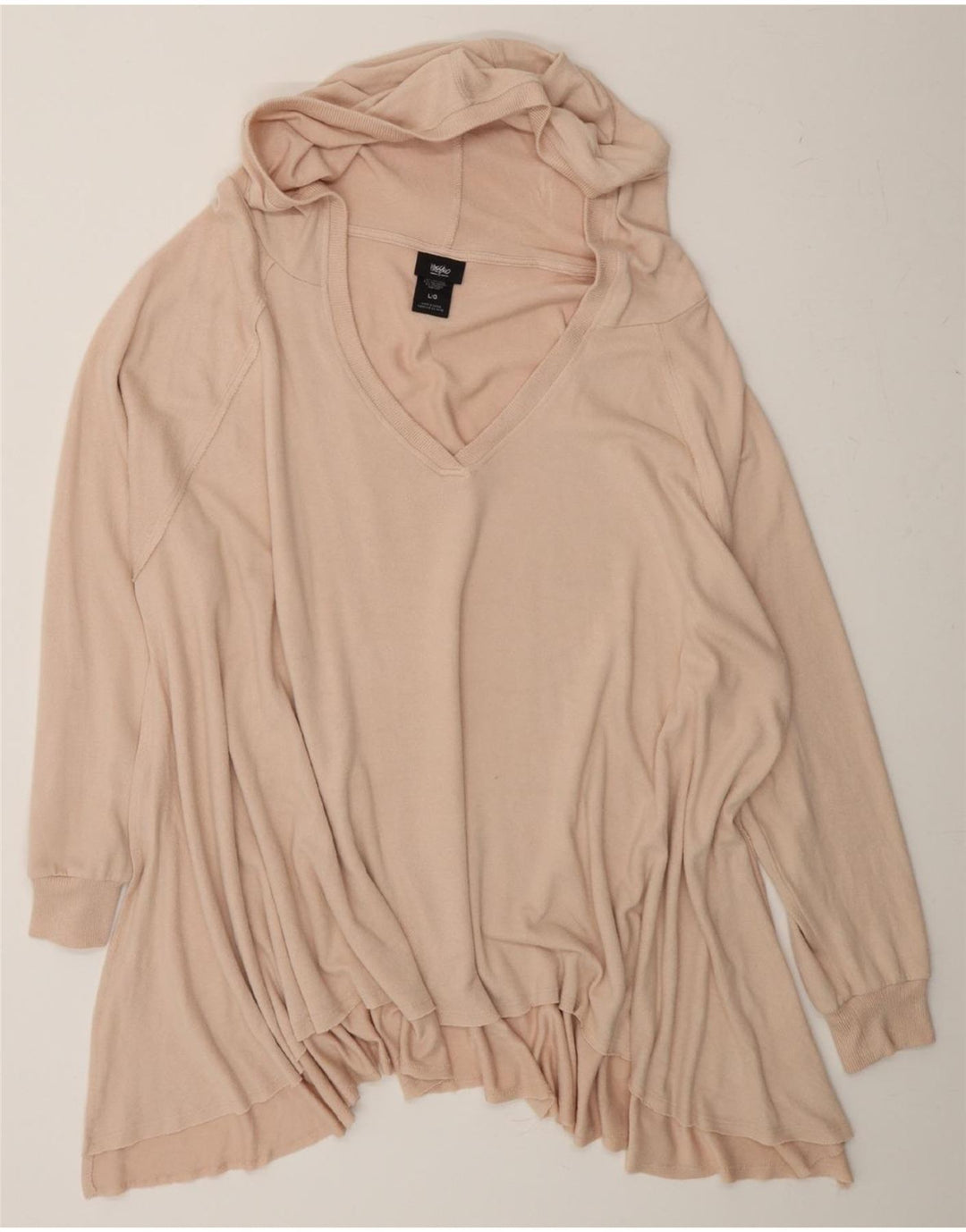 MOSSIMO Womens Oversized Hooded V-Neck Jumper Sweater UK 16 Large Pink Vintage Mossimo and Second-Hand Mossimo from Messina Hembry 