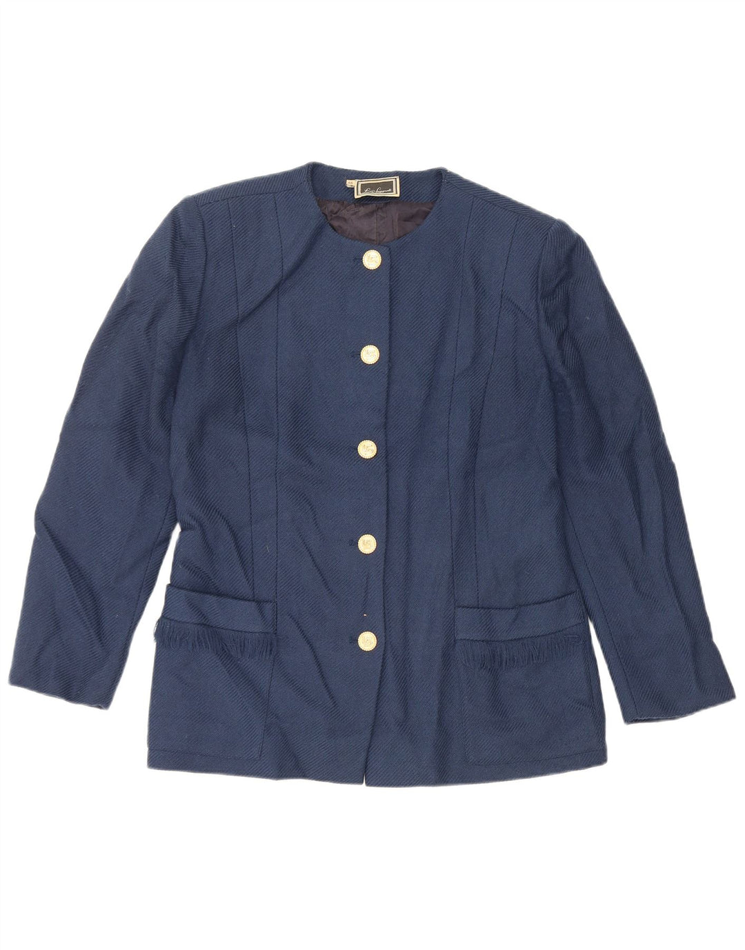 Luisa Spagnoli Damen 5-Knopf-Blazerjacke IT 46 Große blaue Schurwolle