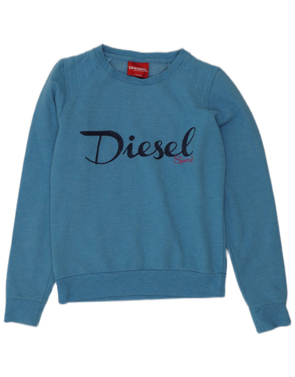 Diesel Womens Graphic Sweatshirt Pullover UK 6 XS Blau Polyester
