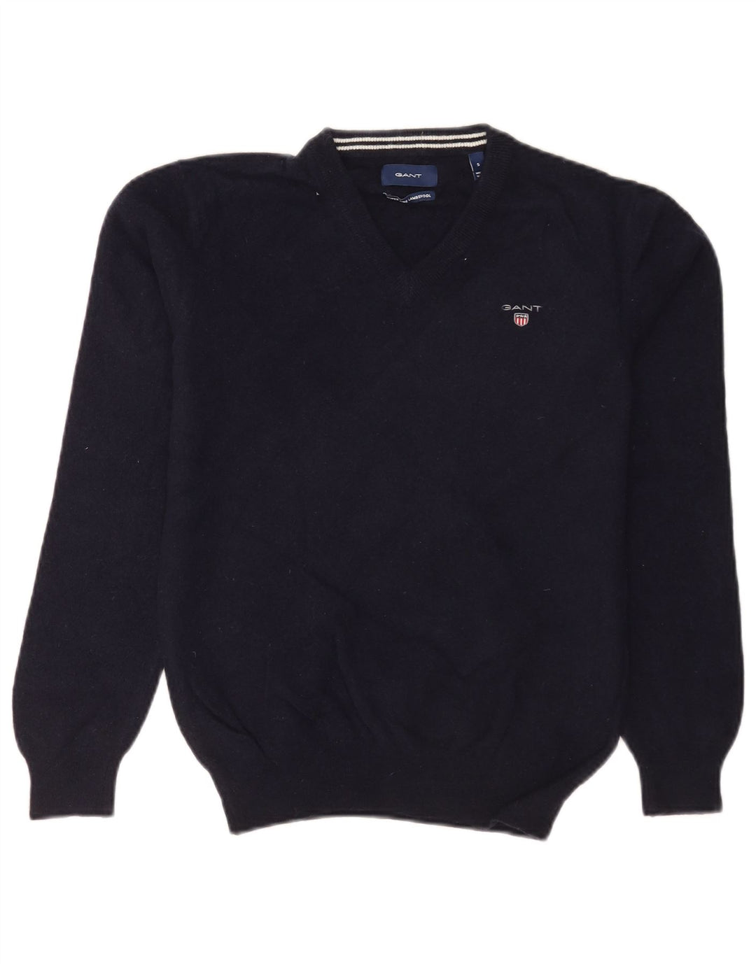 Gant Damen-Pullover mit V-Ausschnitt, UK 10, Größe S, marineblaue Lammwolle
