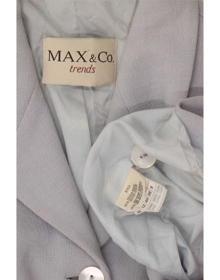 Max & Co. Damen-Blazerjacke mit 3 Knöpfen, UK 12, mittelblaue Viskose