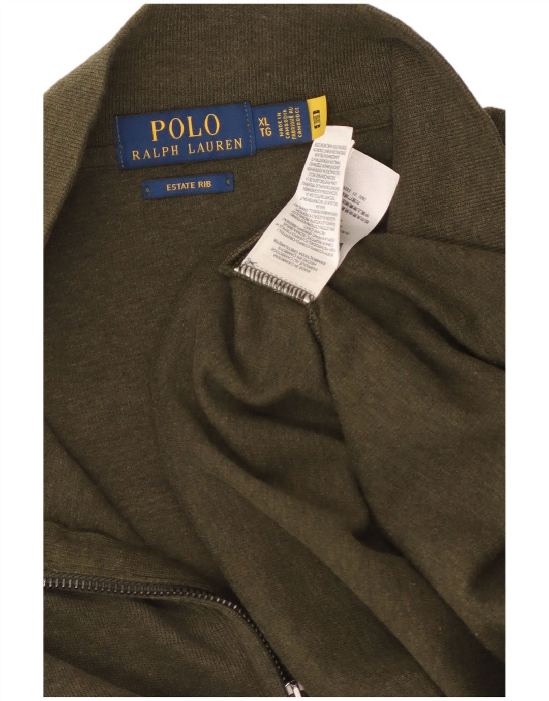 POLO RALPH LAUREN Herren-Pullover mit Reißverschluss, XL, Khaki, Baumwolle