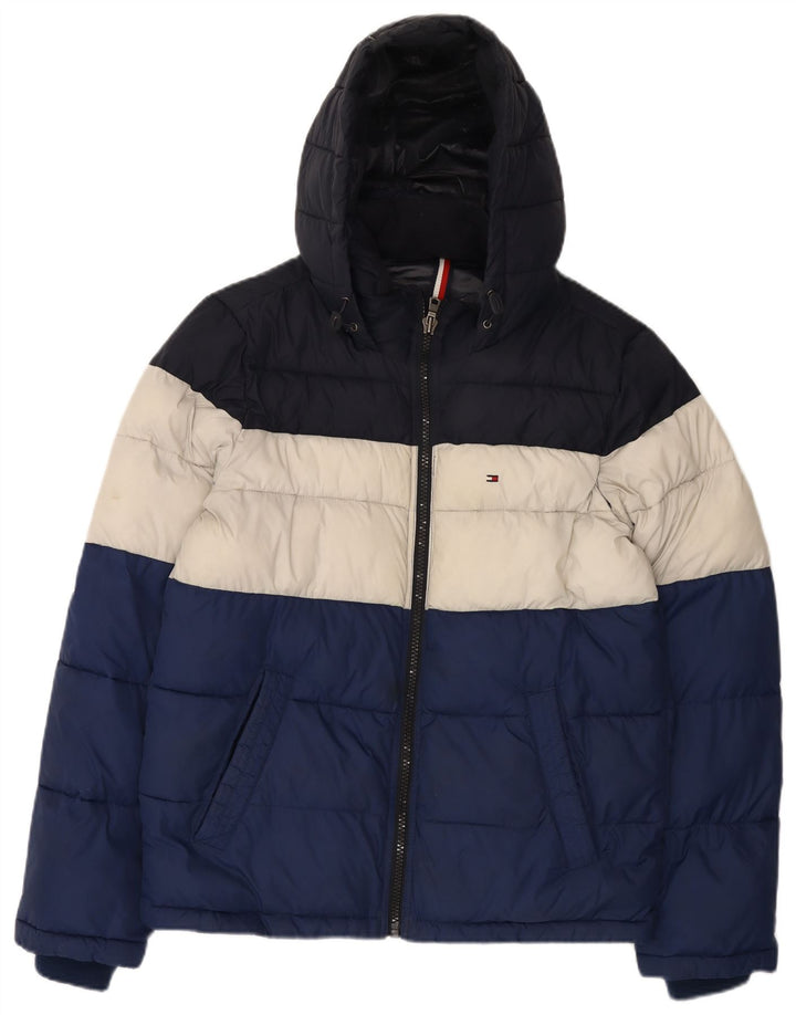 Tommy Hilfiger Herren-Jacke mit Kapuze, gepolstert, Größe 36, klein, mehrfarbig, Nylon