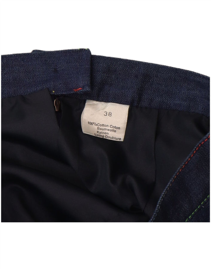 VINTAGE Damen-Jeansrock mit hoher Taille, EU 38, Mittel W26, marineblaue Baumwolle