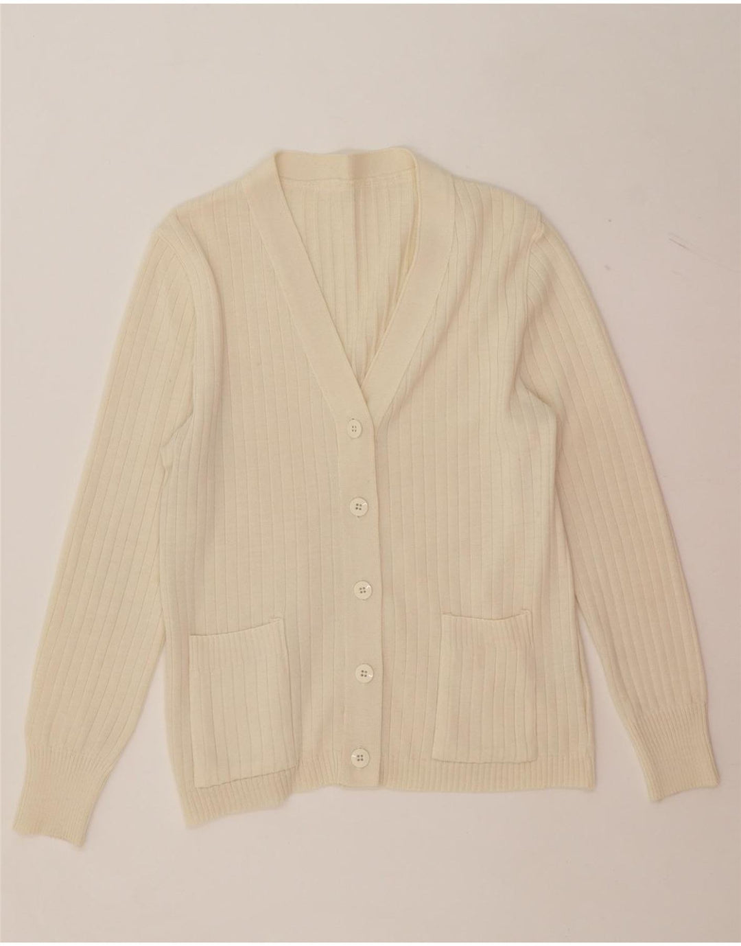 VINTAGE Womens Cardigan Sweater IT 46 Large Off White Polyacrylic Vintage Vintage and Second-Hand Vintage from Messina Hembry 