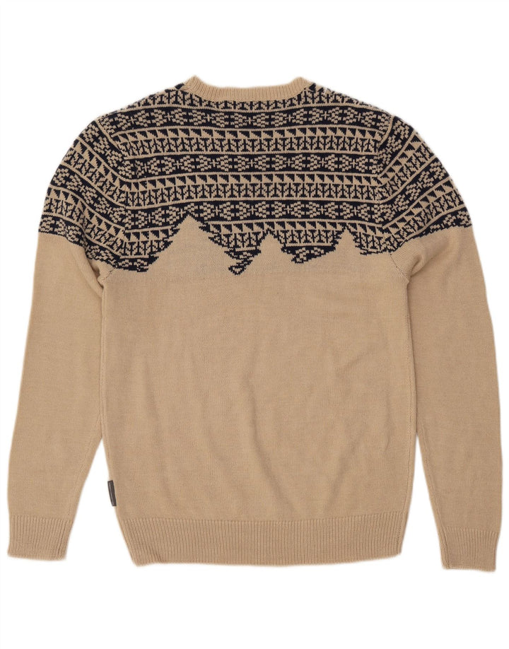 FRENCH CONNECTION Herren-Pullover mit U-Boot-Ausschnitt, Mittelbeige, geometrisch