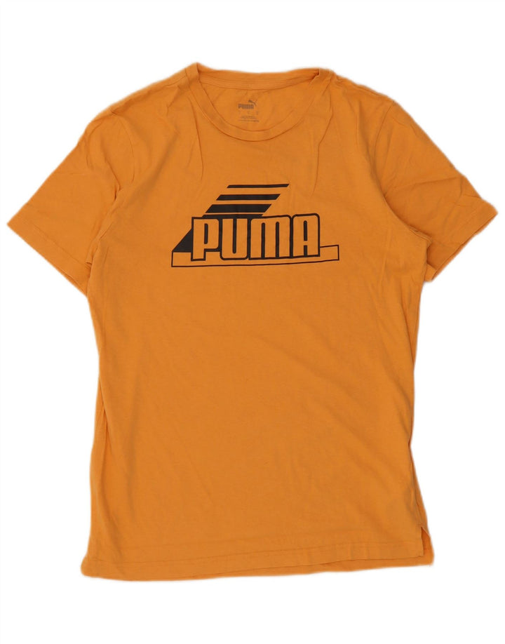 Puma Herren Grafik T-Shirt Top Small Orange Baumwolle