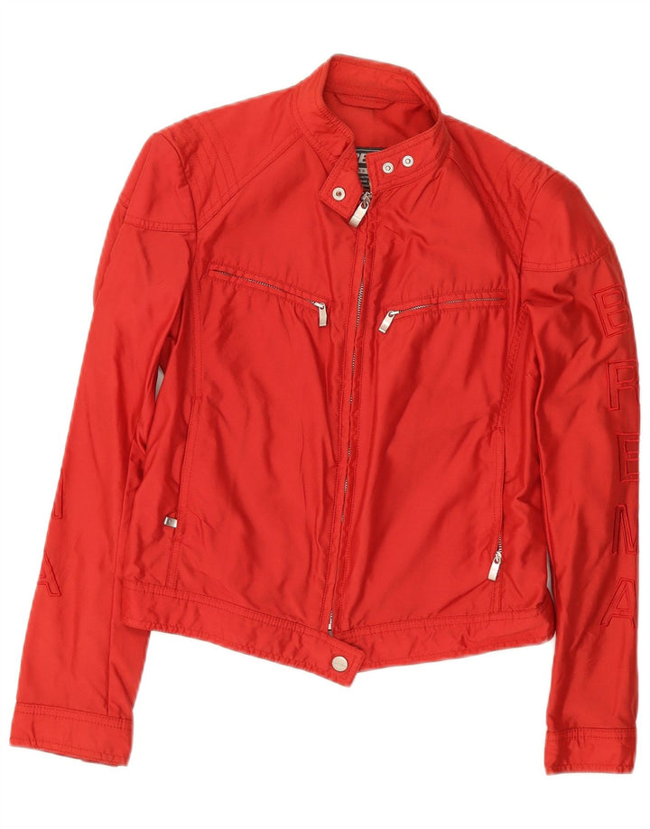 Brema Damen Bikerjacke IT 44 Mittelrotes Polyamid