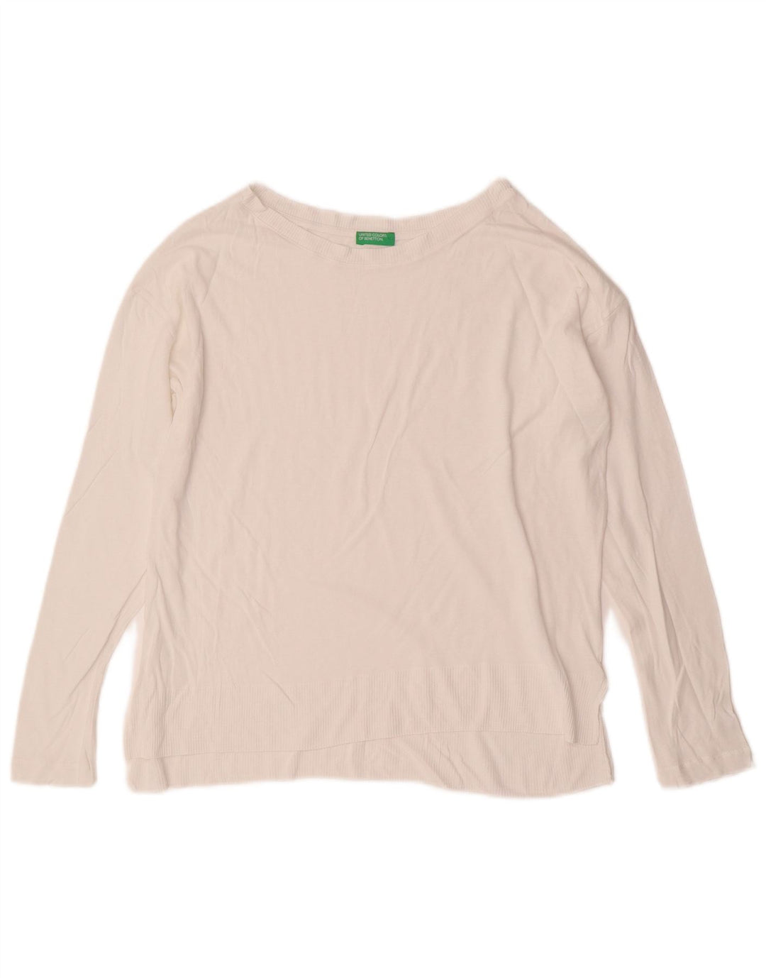 BENETTON Damen-Pullover mit U-Boot-Ausschnitt, UK 14, Mittelweiß