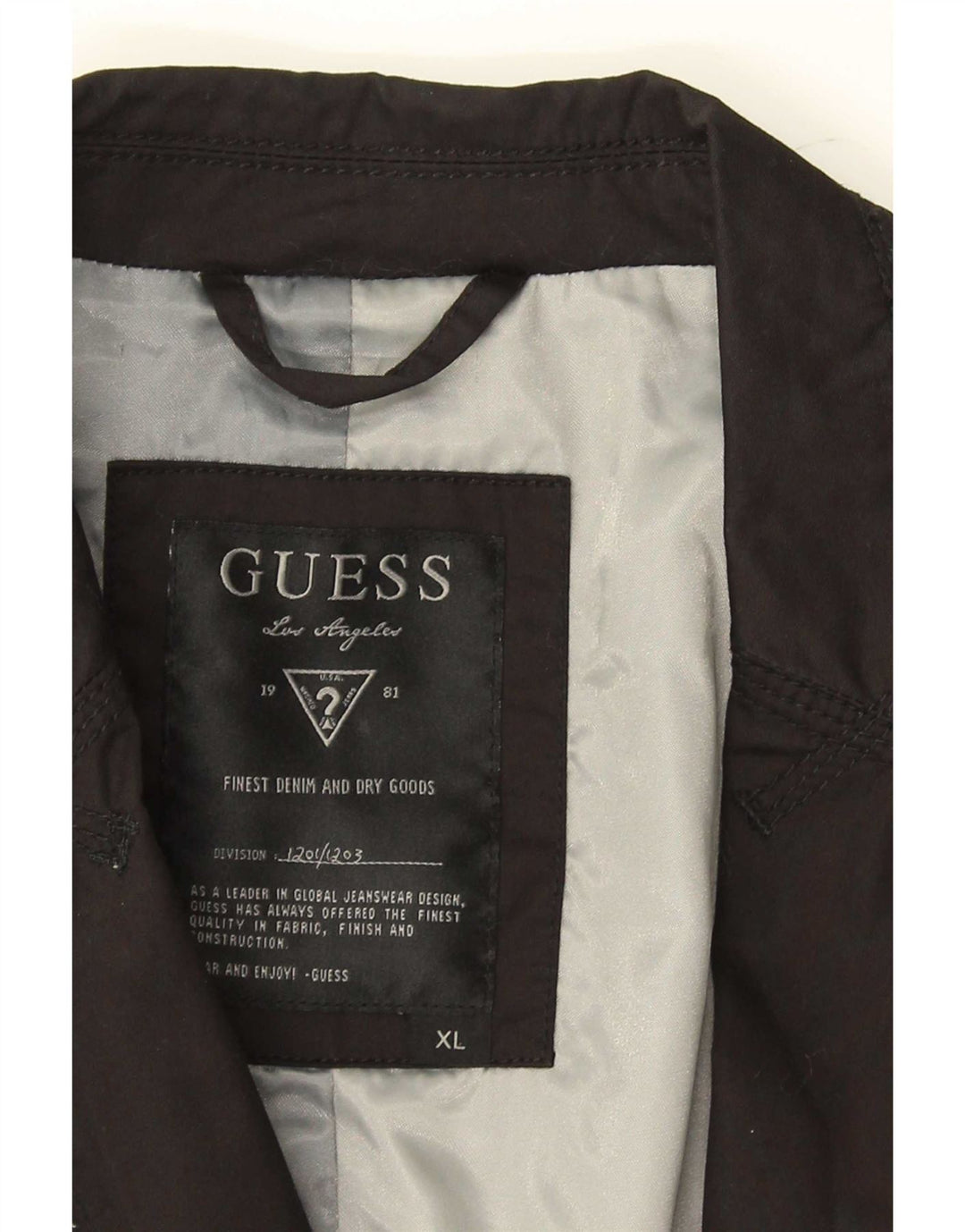 Guess Herren-Blazer mit 1 Knopf, UK 42, XL, schwarze Baumwolle