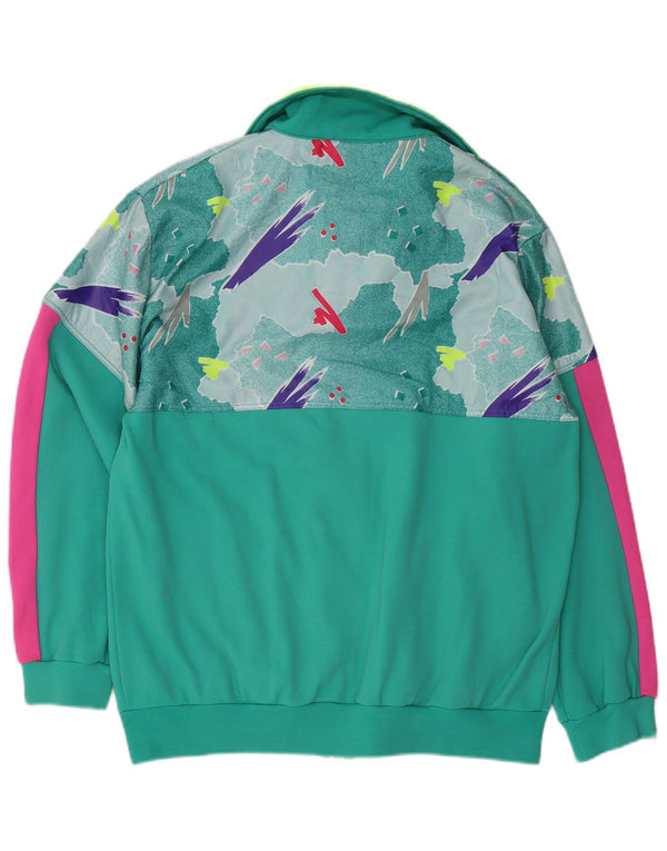 VINTAGE Herren-Trainingsanzug-Top-Jacke, groß, grün, geometrisch