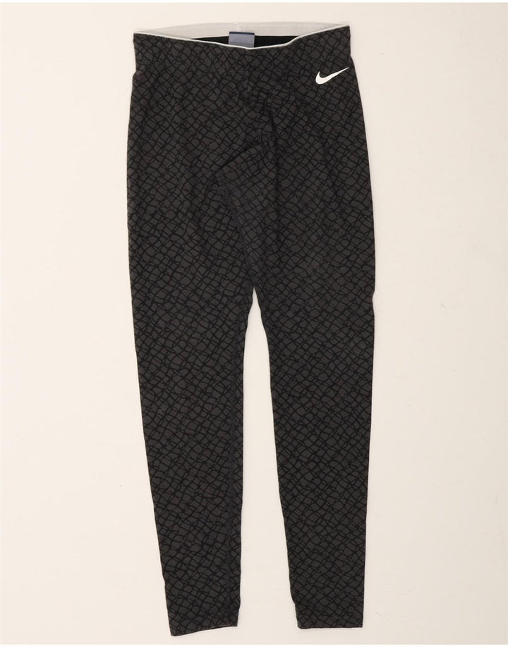 NIKE Womens Leggings UK 8 Small  Grey Geometric Cotton Vintage Nike and Second-Hand Nike from Messina Hembry 