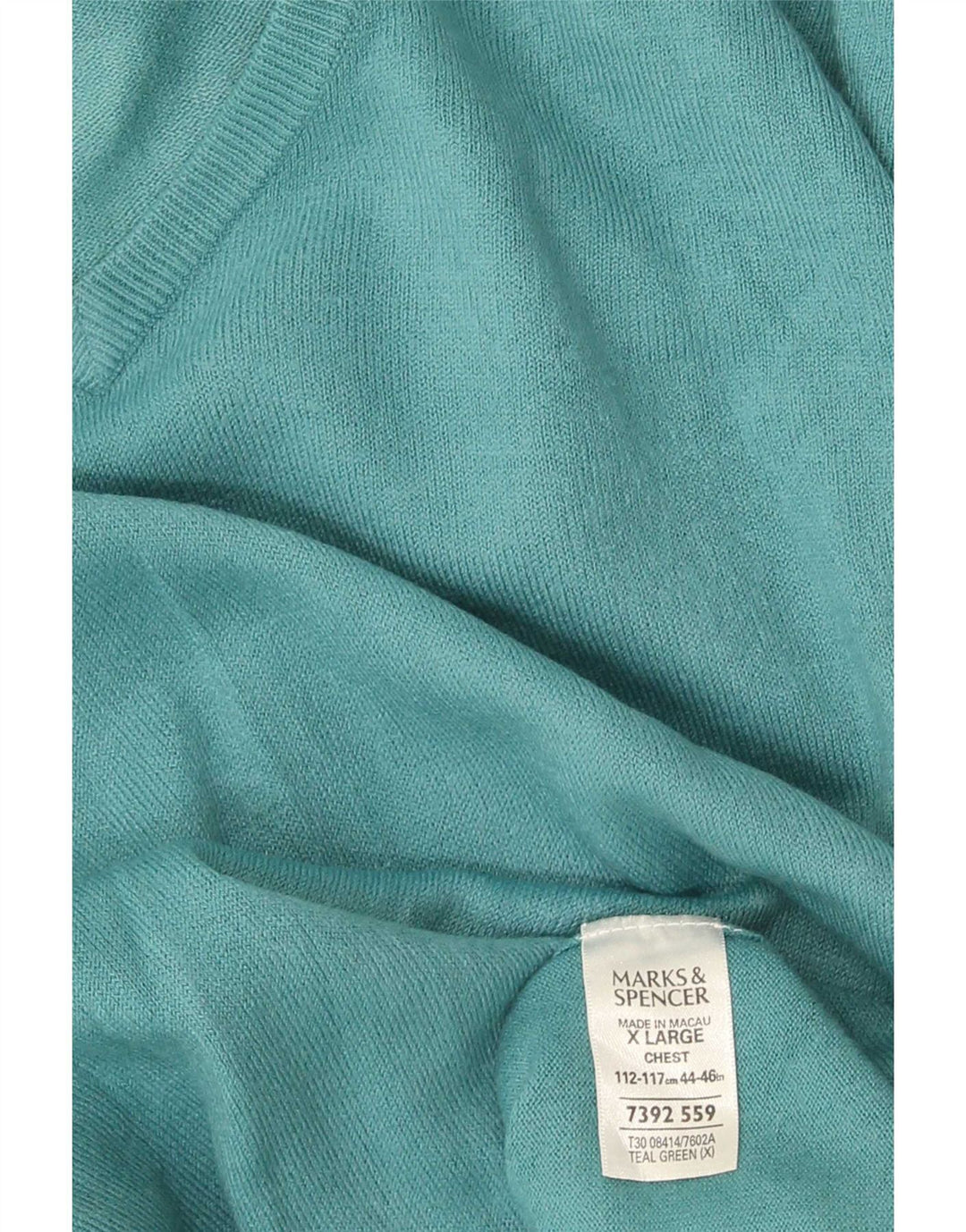 Marks & Spencer Herren-Pullover mit V-Ausschnitt, XL, grünes Acryl