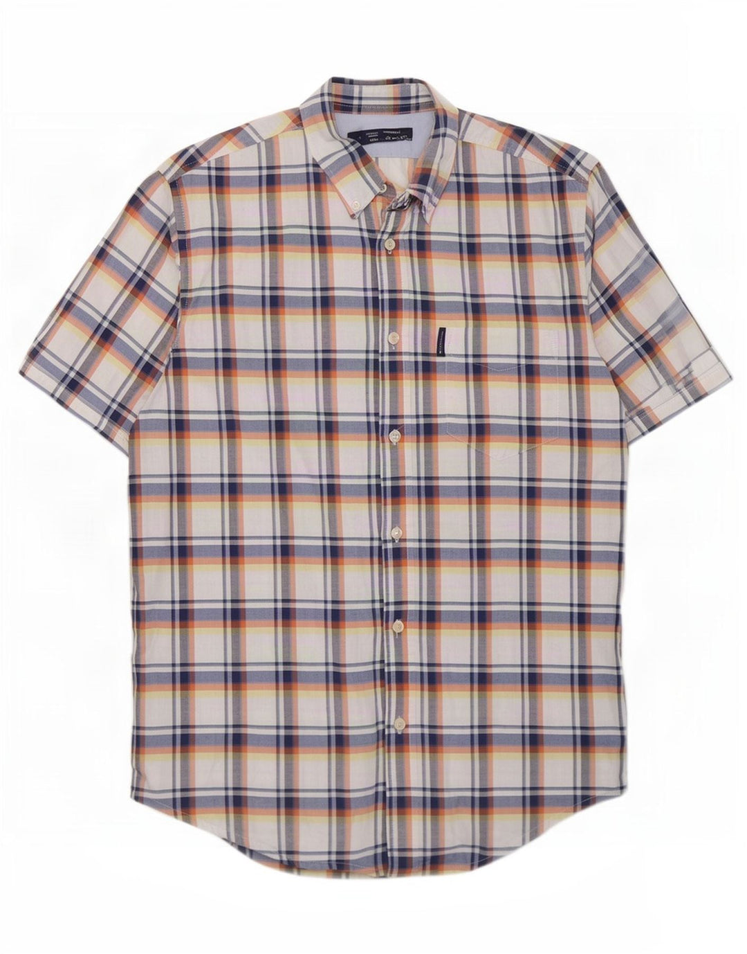 Ben Sherman Herren-Kurzarmhemd, groß, blau kariert, Baumwolle
