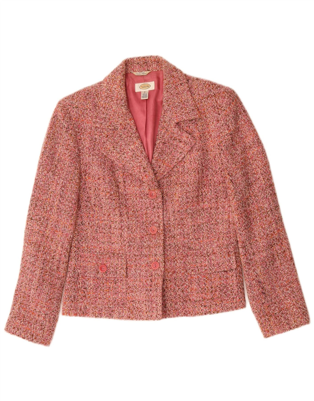 TALBOTS Damen-Blazerjacke mit 3 Knöpfen, US 8, mittelrosa geflecktes Acryl