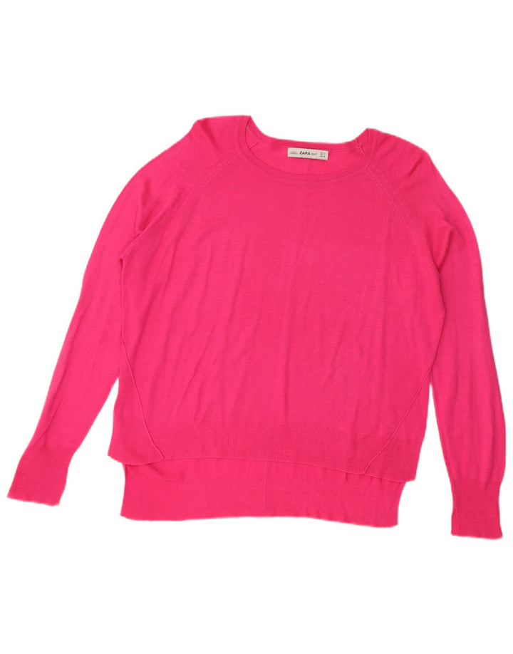 Zara Damen-Pullover, übergroß, U-Boot-Ausschnitt, Gr. 14, Mittelrosa