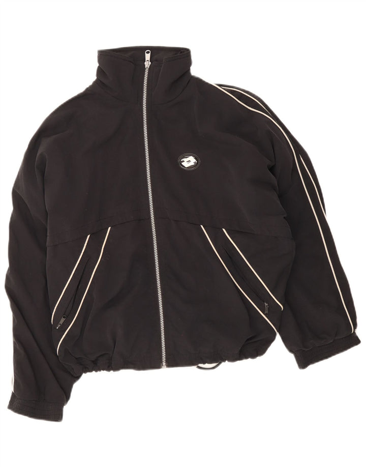 Lotto Herren-Trainingsanzugoberteil mit lockerer Passform, XS, schwarzes Polyester