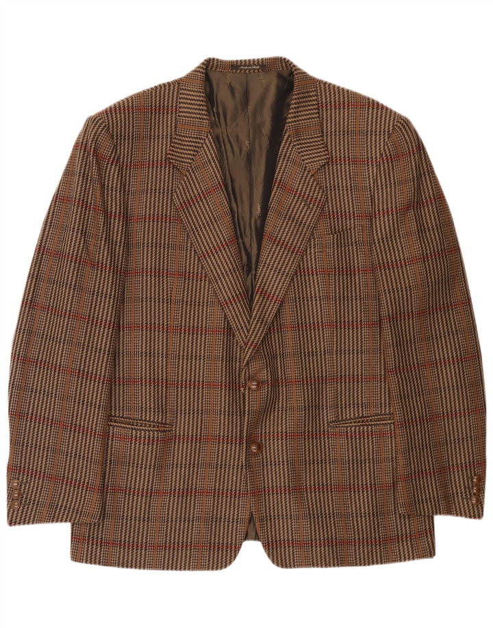 Yves Saint Laurent Herren 2-Knopf-Blazerjacke IT 56 3XL Braun karierte Wolle