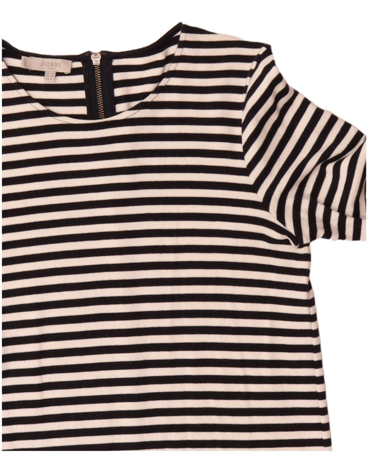 Hobbs Damen-Etuikleid mit 3/4-Ärmeln, UK-Gr. 12, Mittelschwarz, gestreift, Baumwolle