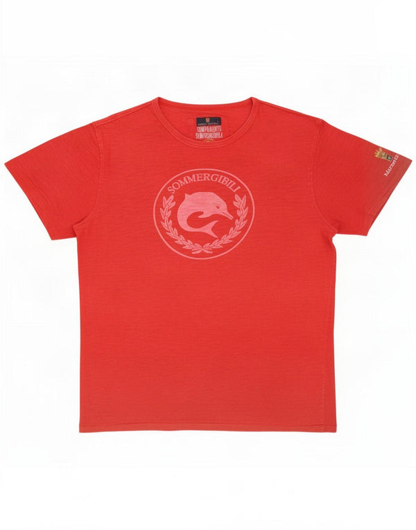 Marina Militare Herren Grafik T-Shirt Top XL Rote Baumwolle