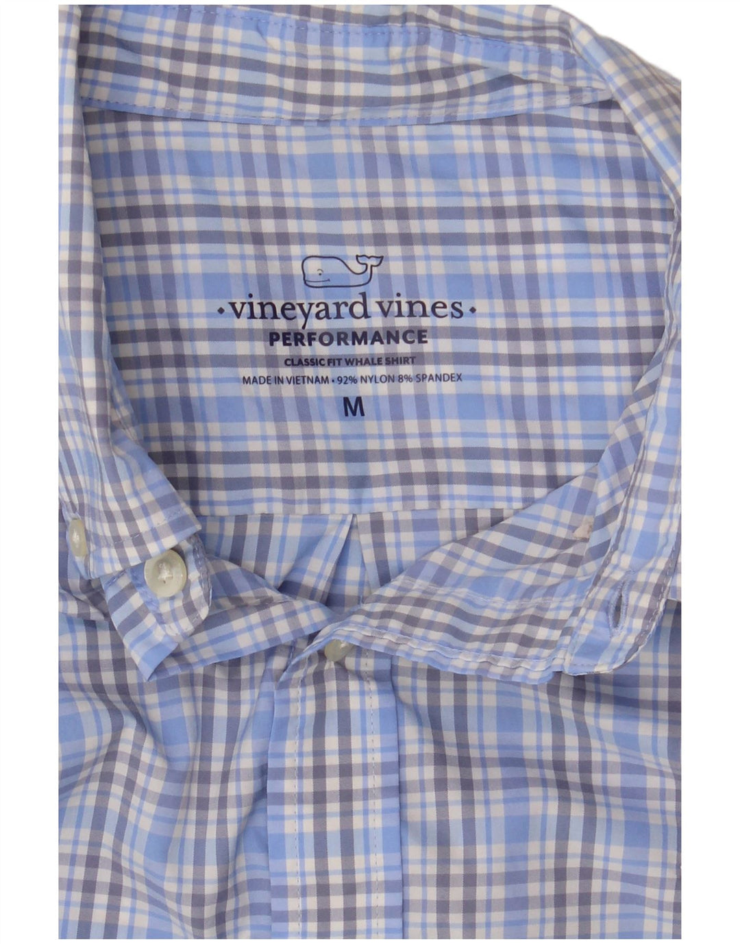 Vineyard Vines Herren-Hemd mit klassischer Passform aus mittelblau kariertem Nylon